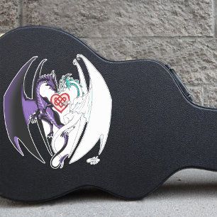 Dragons Kärlek Heart Blue Klistermärken