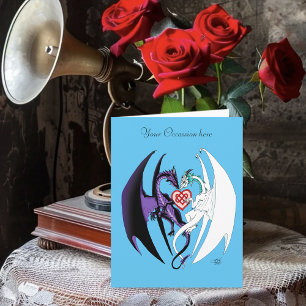 Dragons Kärlek Heart Blue Kort
