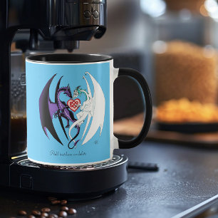 Dragons Kärlek Heart Blue Mugg