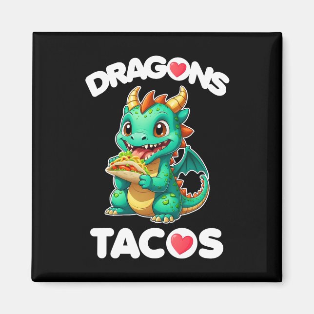 Dragons Kärlek Tacos Cute Cinco De Mayo Mexican Fo Magnet (Framsidan)