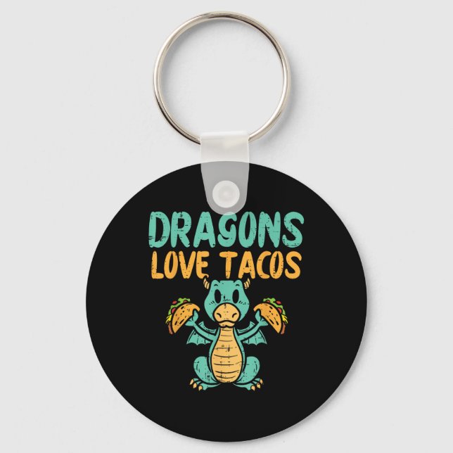 Dragons Kärlek Tacos Cute Cinco De Mayo Mexican Fo Nyckelring (Framsida)