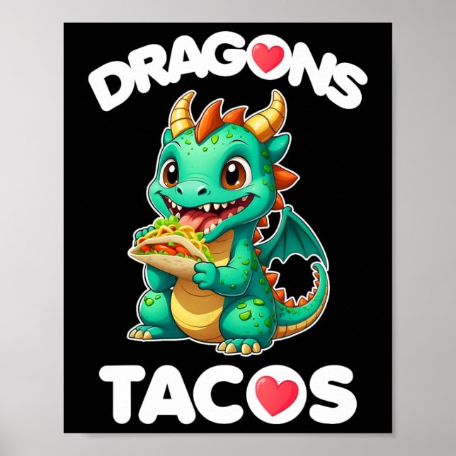 Dragons Kärlek Tacos Cute Cinco De Mayo Mexican Fo Poster (Framsidan)
