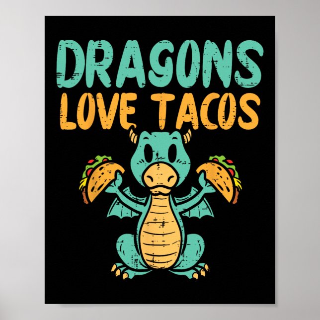 Dragons Kärlek Tacos Cute Cinco De Mayo Mexican Fo Poster (Framsidan)
