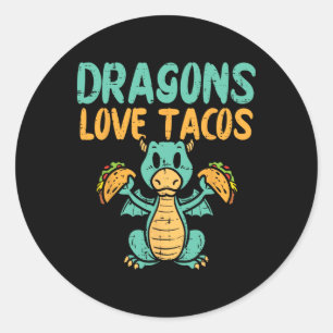 Dragons Kärlek Tacos Cute Cinco De Mayo Mexican Fo Runt Klistermärke