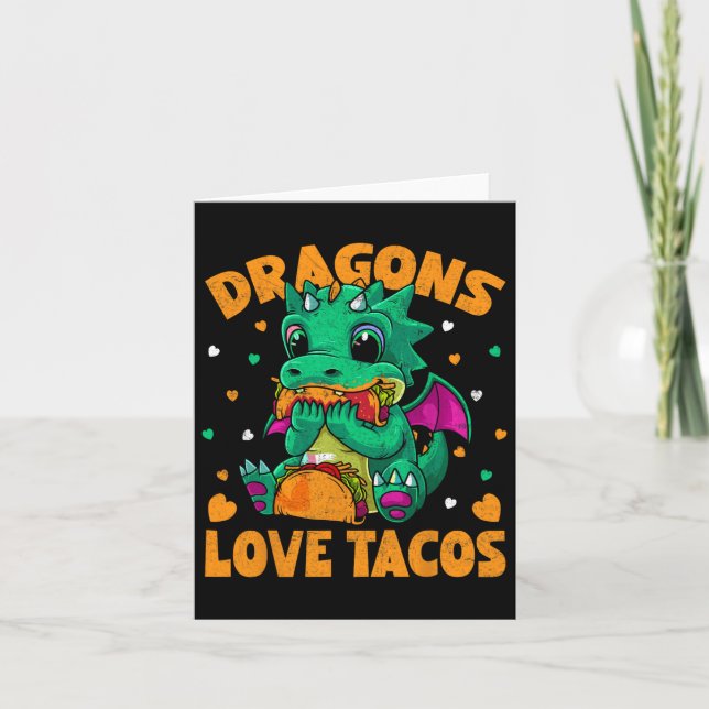 Dragons Kärlek Tacos Funny Tacos Food Älskare Kort (Framsida)