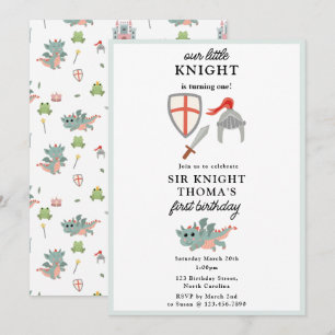 Dragons Knight Fairytale Medieval Castle Birthday Inbjudningar