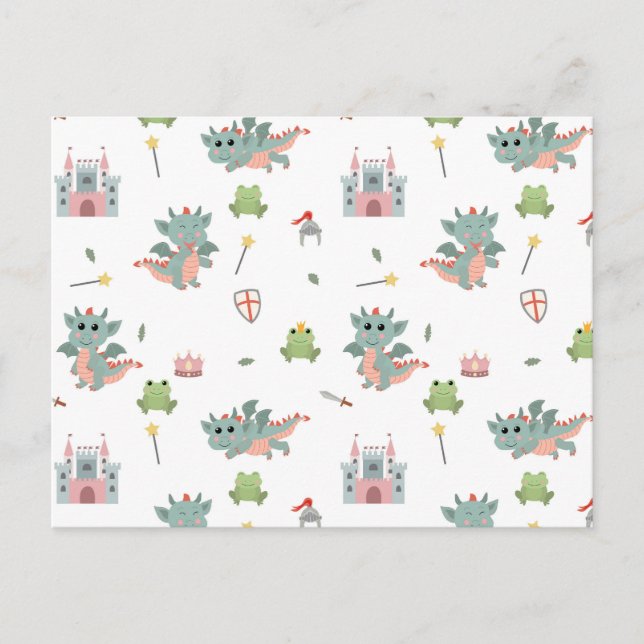 Dragons Knight Fairytale Medieval Castle Helg Vykort (Framsida)