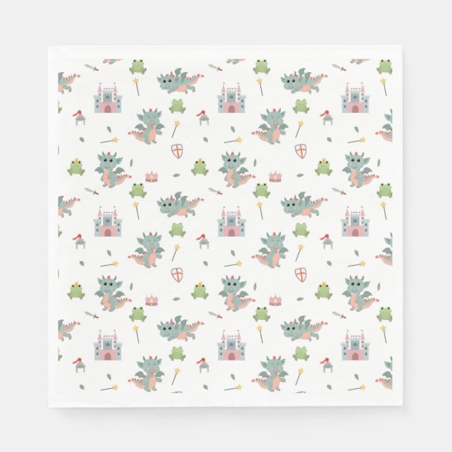 Dragons Knight Fairytale Medieval Castle Pappersservett (Framsidan)