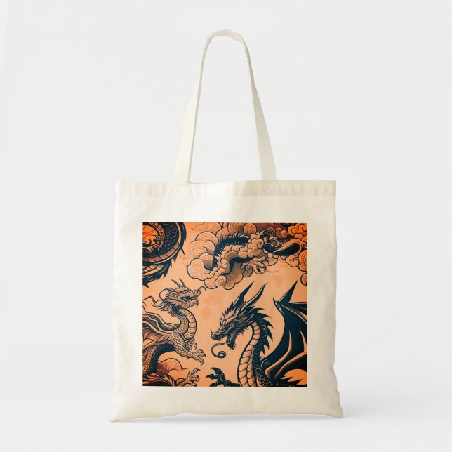 Dragons Krig Orange Himmel Tygkasse (Framsidan)