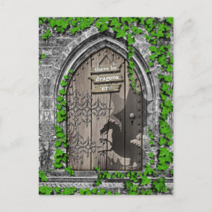 Dragons Kung Arthur Medieval Dragon Door Vykort
