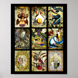 Dragons Maiden Knight Fantasy sagrytale Art Poster