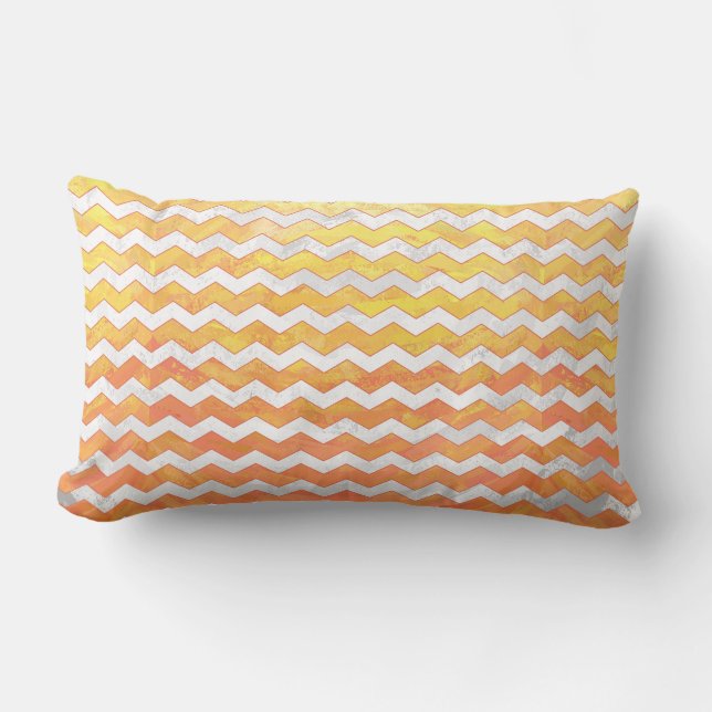 Dragons Öga Orange Chevron Mönster Lumbarkudde (Framsida)