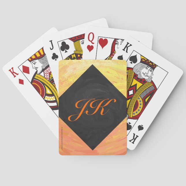 Dragons Öga Orange och Black Monogram Casinokort (Baksidan)
