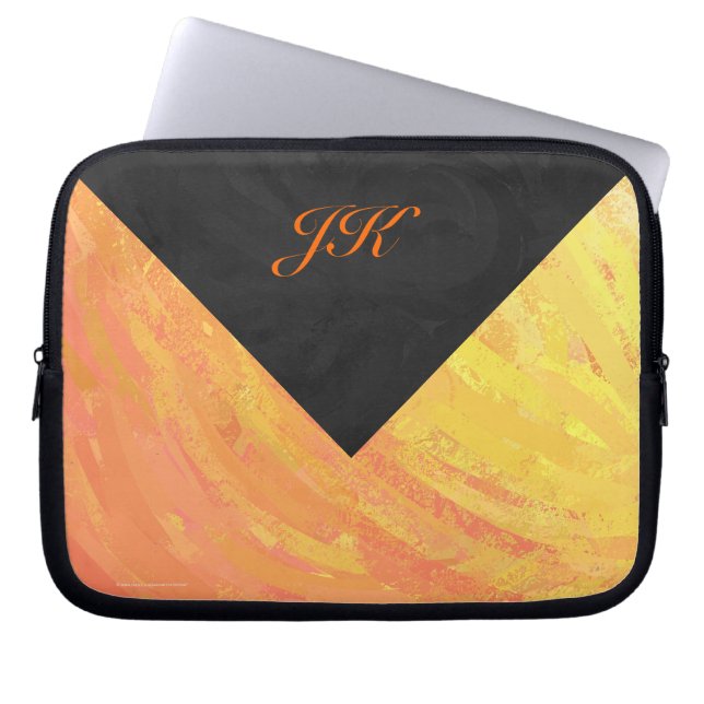 Dragons Öga Orange och Black Monogram Laptop Sleeve (Framsidan)