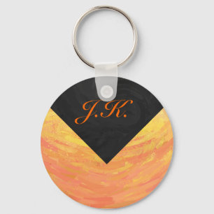 Dragons Öga Orange och Black Monogram Nyckelring