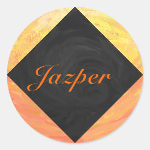 Dragons Öga Orange och Black Monogram Runt Klistermärke