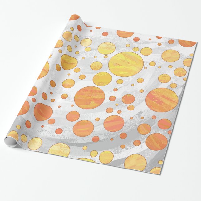 Dragons Öga Orange Polka Dot Mönster Presentpapper (Utrullad)
