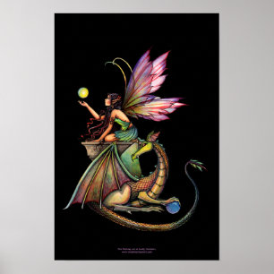 Dragon's Orbs Gothic Fairy Dragon Poster