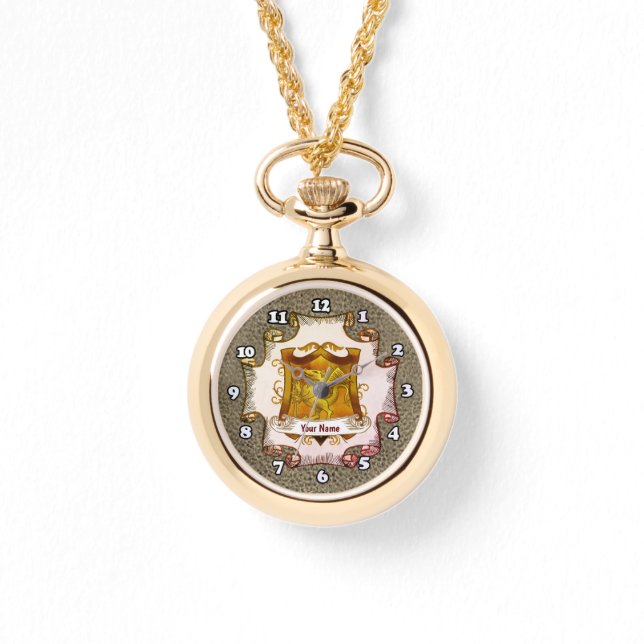 Dragons Shield Family Crest-efternamn Armbandsur (Framsida)