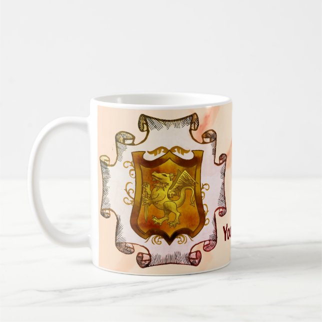 Dragons Shield Family Crest-efternamn Kaffemugg (Vänster)