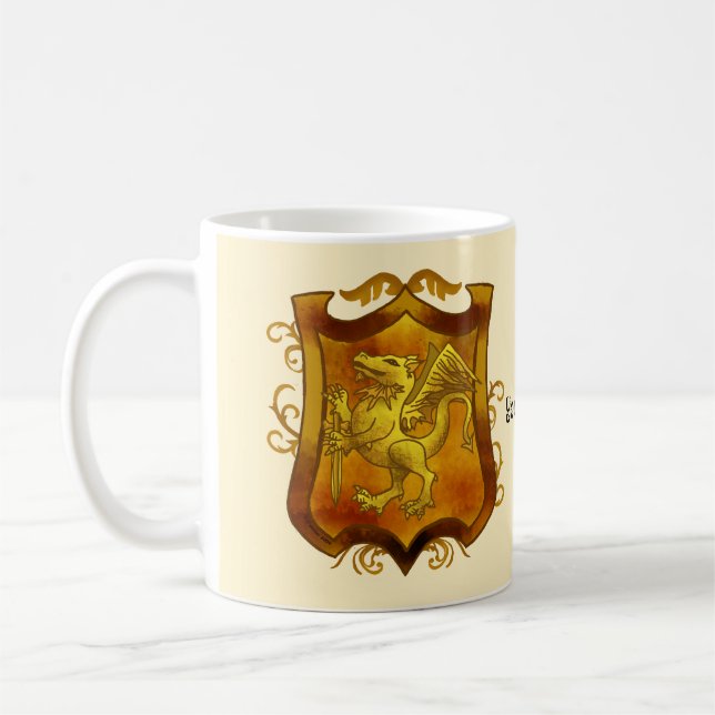 Dragons Shield Family Crest Surname mugg (Vänster)