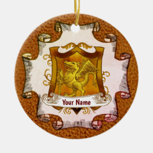Dragons Shield Family Crest Surname-ornament Julgransprydnad Keramik