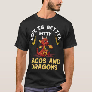 Dragons Tacos Gift Women Manar Kids Mexikanska Kär T Shirt