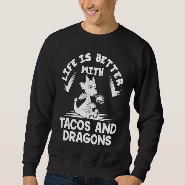 Dragons Tacos Women Men Kids Mexican Love 1 Lång Ärmad Tröja (Framsida)