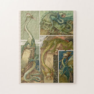 Dragons teckning, art nouveau av Anton Seder Jigsz Pussel