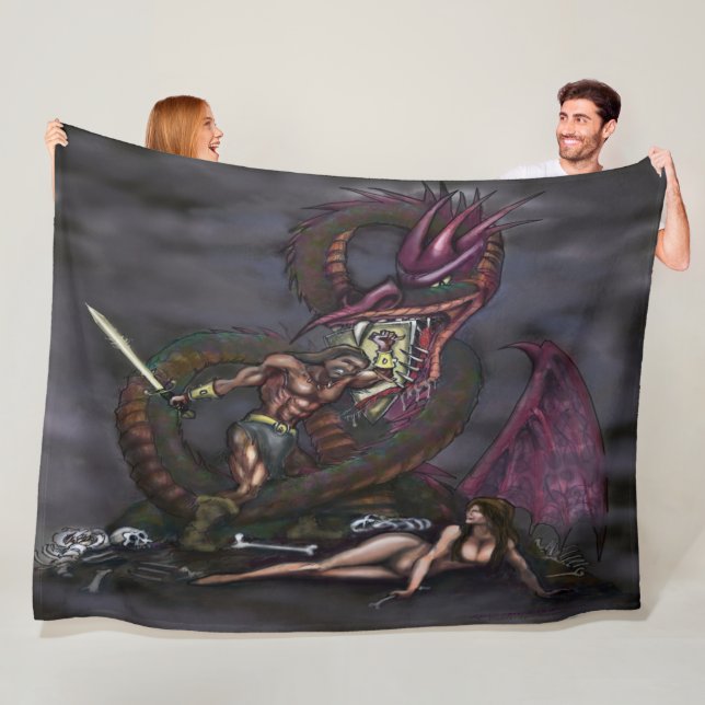 Dragonslayer Fantasy Art Fleece Blanket (På plats)