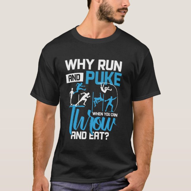 Dragspår och Fält varför Springa och slå av stånge T Shirt (Framsida)