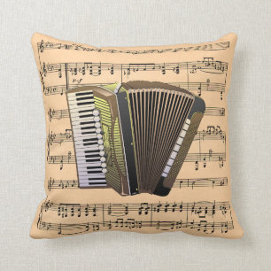 Dragspel med notbladshistorik ~ Musikinstrument Kudde