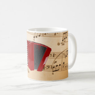 Dragspel musik, populär design, kaffemugg