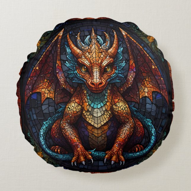 Dragvagn med flera färgade regnbågar rund kudde (Framsidan)