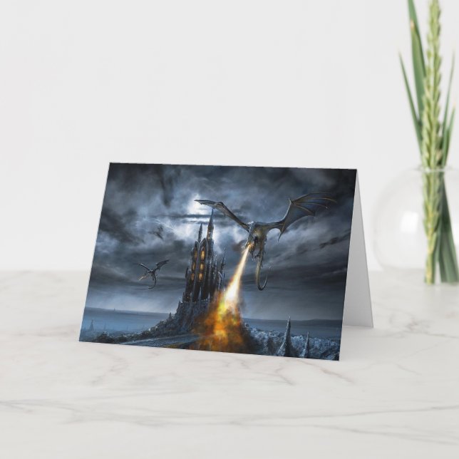 Dragvagnens flygning - årstidshälsningskort kort (Framsida)