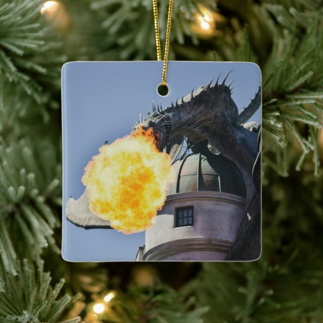 Dragvagnsstatus för brandavbrutning julgransprydnad keramik (Träd)