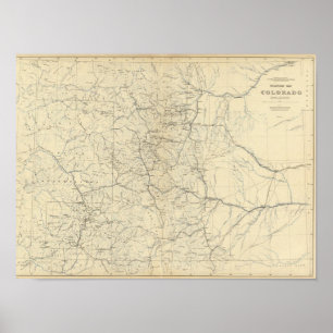 Drainage Karta i Colorado Poster