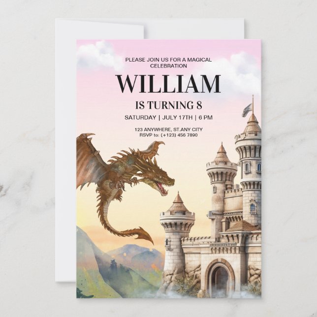 Drak födelsedagsinbjudan, Jurassic Kids födelsedag Inbjudningar (Framsida)