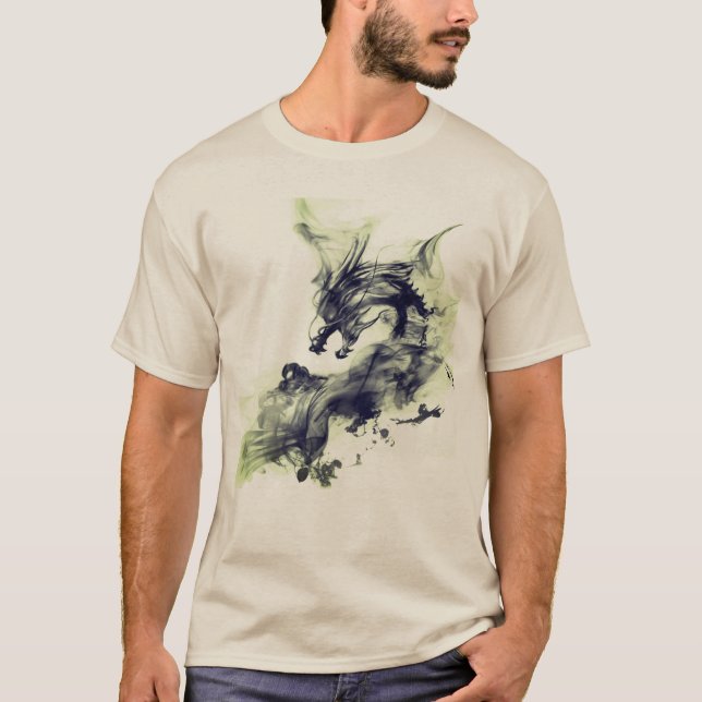 Drak Småk Grön Eld T Shirt (Framsida)