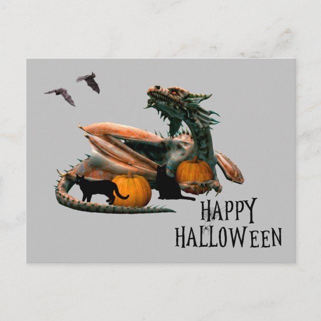 Drakälskare Gott Halloween Pumpa Katt Vykort (Framsida)