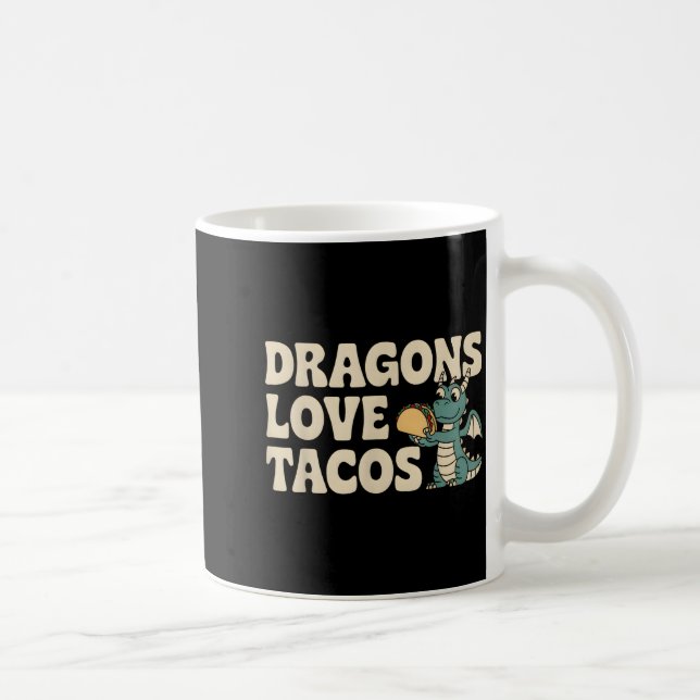 Drakar älskar tacos söta Cinco De Mayo mexikansk m Kaffemugg (Höger)