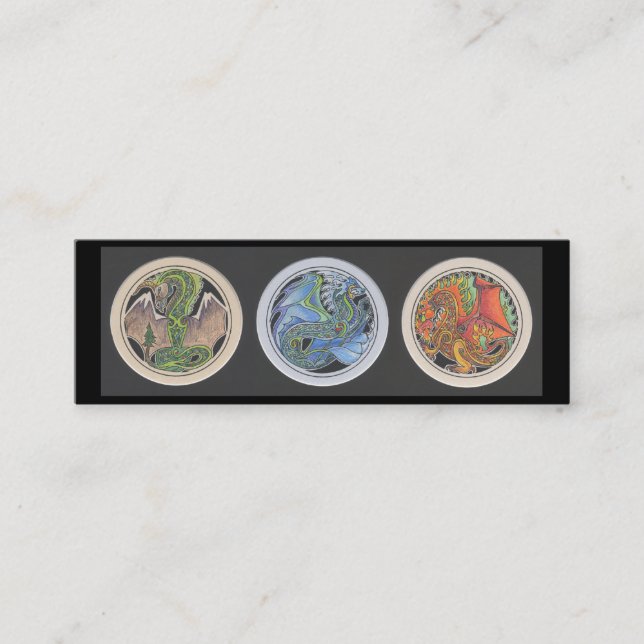 "Drakar bokmärke i för en ro" Mini Visitkort (Framsida)