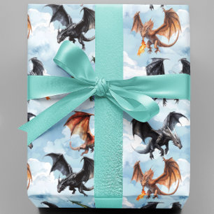 Drakar flygande i molnen presentpapper