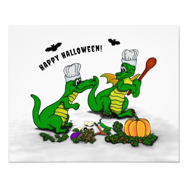 Drakar - Glad Halloween! Idag ska jag laga mat Fototryck (Framsidan)