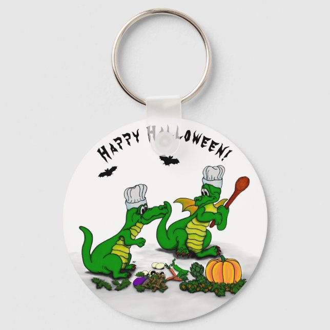 Drakar - Glad Halloween! Idag ska jag laga mat Nyckelring (Framsida)