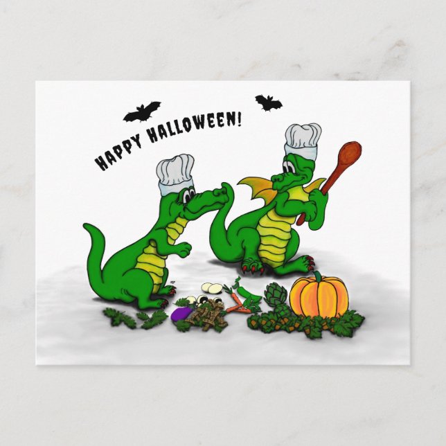 Drakar - Glad Halloween ! Idag ska jag laga mat Vykort (Framsida)