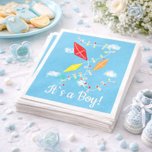 Drakar i himlen Det är en pojke Baby Shower-fest Pappersservett
