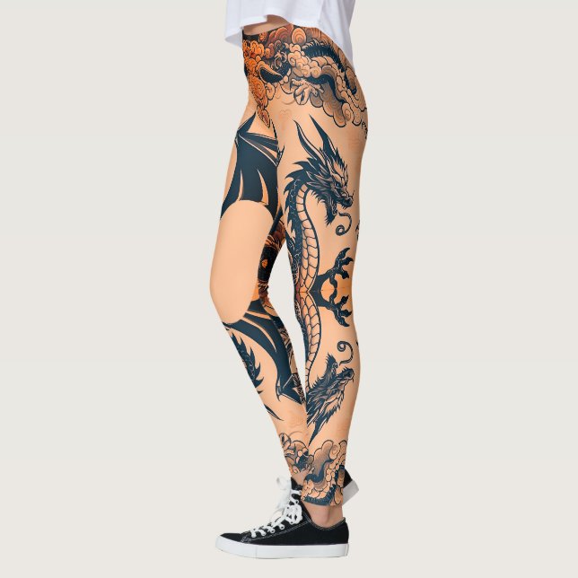 Drakarnas krig apelsinfärgade himlar leggings (Vänster)
