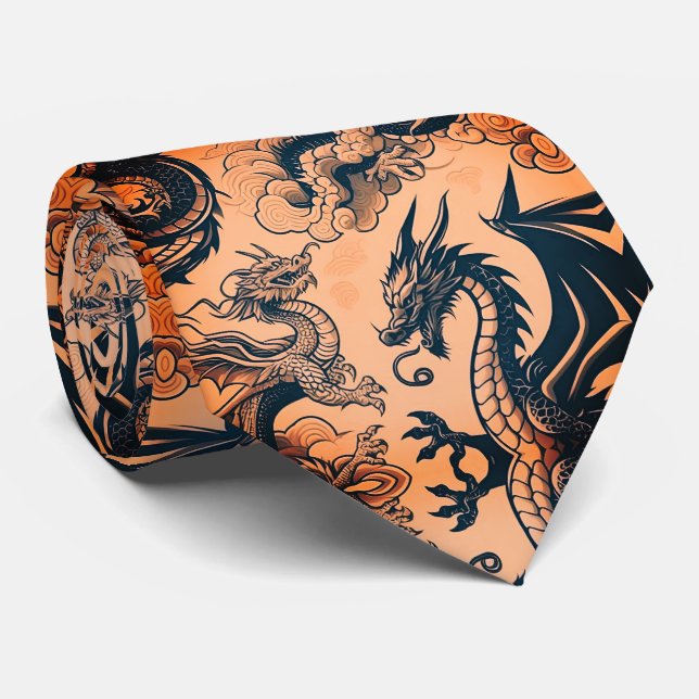 Drakarnas krig apelsinfärgade himlar slips (Rullad)