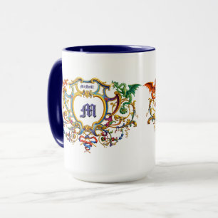 Drakars rokokó-kartusch Namn & Monogram Mugg
